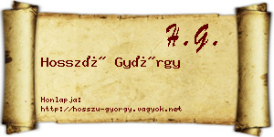 Hosszú György névjegykártya